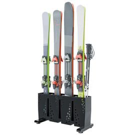 Ski Storage Rack for Garage, 4 Pair Heavy Duty Steel Freestanding Ski Storage Organizer, Indoor Ski Holder Racks for Home and Garage Storage