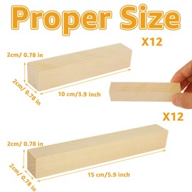 ZOFUN 24 Pcs Basswood Carving Blocks 2cm, 10/15 cm Wood Blocks in Square, Unfinished Carving Wood Blocks Smooth Surface, Wood Carving Blocks Set for DIY Carving Shaping Painting Creative Wood Art