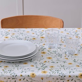 Mantel rectangular floral amarillo de 52 x 72 pulgadas, impermeable y resistente a las manchas, decoración de mesa de fiesta, regalos de inauguración de la casa