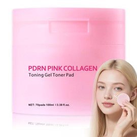 PDRN Pink Collagen Jelly Pad, Collagen Gel Toner Pads with Niacinamide, Hydrating Exfoliating Face Pads Pore Minimizer for Sensitive Skin, Uneven Skin Tone & Radiance, Korean Gel Toner Pad, 70 Pcs