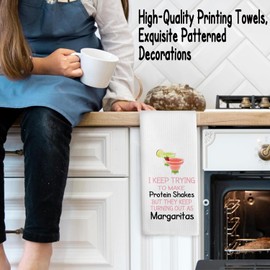 SQQCMM Funny Margarita Bar Kitchen Bathroom Decor Towels - Margarita Lovers Gifts for Women Man, Funny Housewarming Kitchen Dish Towels Gift for Family Friends Colleagues(Waffle Weave 16x24 Inches)