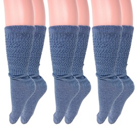 Calcetines largos de algodón ligeros y holgados, 3 pares, talla 9-11, azul (Captains Blue), 9-11