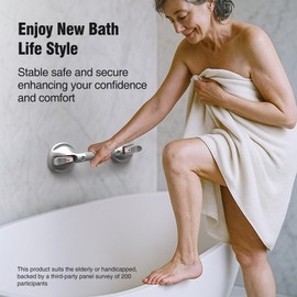 Shower Handle Grab Bars for Bathtubs and Showers, 17 inch Strong Suction Grab Bar, Bathroom Balance Safety Bars Hand Rail for Seniors Elderly Injury, Silver(1 Pack)