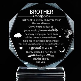 PLIGREAT Brother Gifts from Sister, Acrylic Keepsake Thank You Gift for Brothers Birthday Father's Day Crystal Keepsake Meaningful Presents Decorative Sign Plaques Home Office Table Desk Top Decor