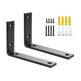 SAYAYO Black Shelf Brackets Heavy Duty 5MM Thick Angle Brackets Metal L Brackets for Shelves, Wooden Shelf Brackets & Supports Wall Hanging Corner Brace, 150mm*100mm, 2 Pack, EJZX23106B-2P