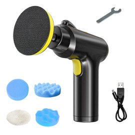 Ruspela Cordless Car Buffer Polisher, Portable Handheld Car Cleaning Polishing Waxer Machine Kit with 5 Polishing Pads 4000mAh Rechargeable Car Paint Repairing Scratch Remover Buffer