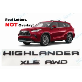 Toyota OEM 3PC Gloss Black Rear HIGHLANDER XLE AWD Letter Emblem Fit 2020+Toyota Highlander