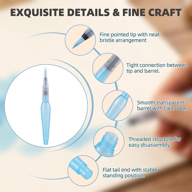 6 Pcs Refillable Watercolor Brush Pens
