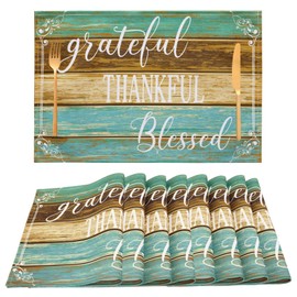 Kerton Stork Farmhouse Table Placemats Set of 8 Place Mats Linen Wipeable Heat Resistant Placemats Washable Fabric Waterproof Rectangle Table Mat for Kitchen Dining Dinner 18 X 12 Inch, Retro