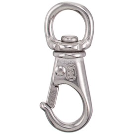 Stainless Steel Metal Fittings, Swivel Snap, Wire Diameter: 0.1 inch (2.5 mm), Total Length: 1.5 inches (37 mm), Working Load Capacity: 11.0 lbs