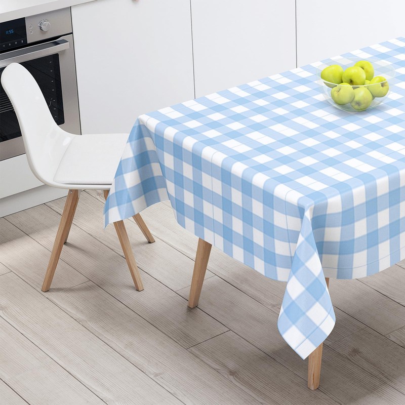 2pcs Blue White Checkered Table Cloth Party,137*274cm Plastic Table Cloth