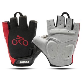 EULANT Cycling Gloves Fingerless Padded Gloves Half Finger Cycling Gloves Men and Women for MTB Road Bike Mountain Bike Strength Training Fitness Riding Crossfit Mountaineering Red XL