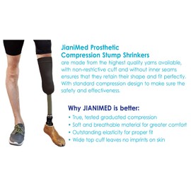 JianiMed Prosthetic Stump Shrinkers – below Knee, 40cm, Compression, Amputee Socks, 20-30, Daily use, Taiwan Excellence 4XL