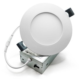 CanoLight Recessed Slim Pot Light with Junction Box, 9W 800LM, 5CCT 2700K-5000K, Dimmable, IC Rated Ceiling Light, High CRI >85, High Brightness, ETL & Energy Star (White, 4 Inch 1 Pack)