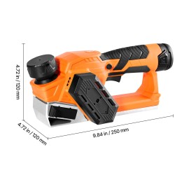 2-1/5-Inch Cordless Handheld Electric Wood Planer 14500 RPM with 2 Ah 12V Lithium Battery Brushless Motor 2-1/5-Inch Cut WidthBattery Configuration: 2.0 Ah Battery, Planing Width: 2-1/5 inch