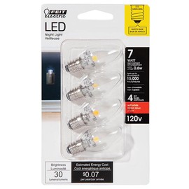 B&P Lamp® E12 Candelabra Base Pack of 4 LED Night Light Bulbs, 7 Watt Equivalent