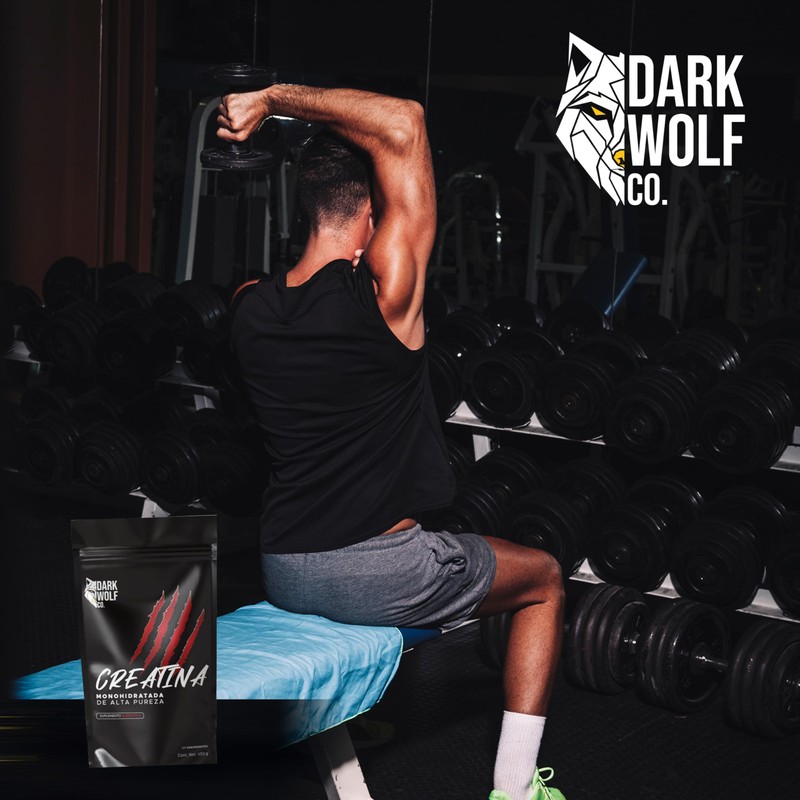 Creatina Monohidratada Dark Wolf, Alta Pureza, 100% Natural, Sin OGM,