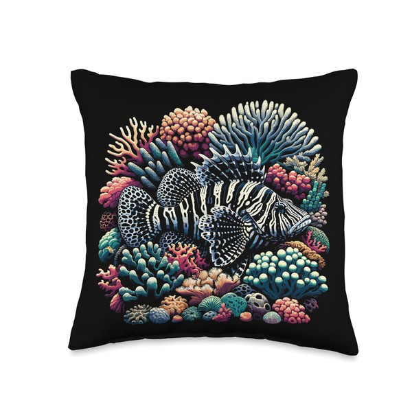 Tiger Plecos Fish Lover Freshwater Aquarium Fish Throw Pillow