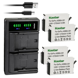 Kastar 4-Pack Battery and LTD2 USB Charger Compatible with GoPro Camera ASBBA-001 Fusion Battery, GoPro ASBBA-001 Battery, Gopro Fusion 360-Degree Action Camera, Gopro Fusion VR 360 Camera