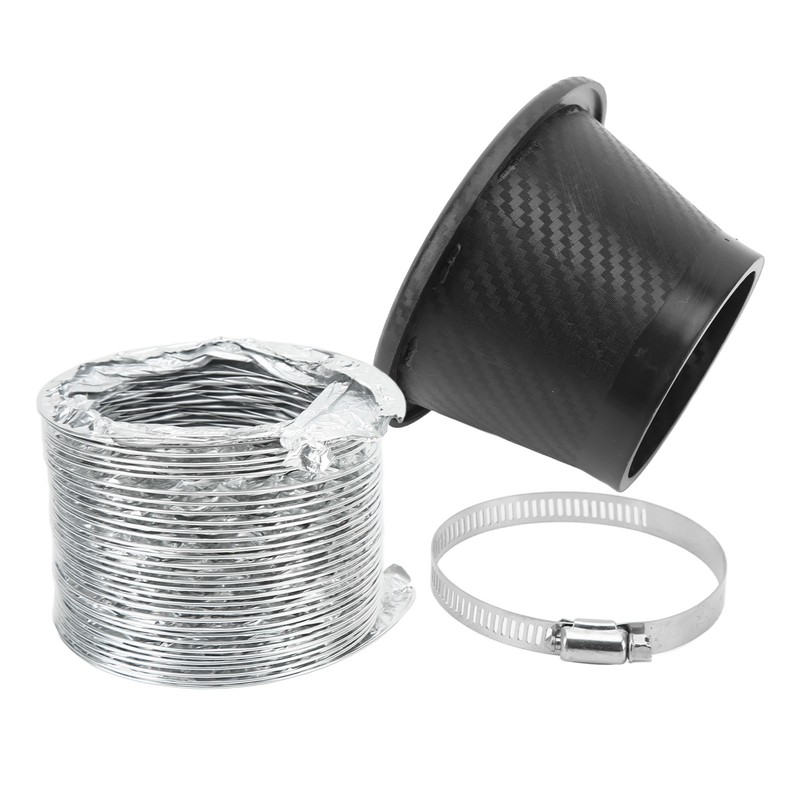 Turbo Air Intake Pipe Funnel Kit Universal Rubber Carbon Fiber