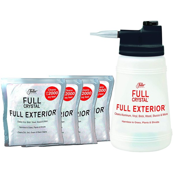 Full Exterior Kit - Bottle, Lid with Hose Attachment and Four 4 oz. Crystal Powder Outdoor Cleaner : Non-Toxic, No Scrub, No Rinse Cleaning Kit - Shipped Product Packaging May Vary