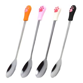 4 Pieces Small Cat Paw Spoons, Stainless Steel Spoons, Cute Spoons, Pet Feeding Spoons, Pet Supplies
