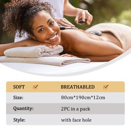 Tvvcalk 2pcs Massageliege Bezug, Waschbar Spannbezug für Massageliege, Bezug für Massageliege Atmungsaktive 70 x 190 x12cm, Weiß