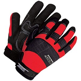 Bob Dale Gloves 20110605RS Mechanics Glove Synthetic Leather Anti-Vib Gel Palm Red,