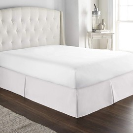 Box Pleated Base Valance Sheet, 200 Thread Count 16"/40cm Extra Deep Base Valance Bed Sheet, 100% Cotton Non Iron Easy Care Luxury Platform Bed Skirt Valance Sheet (White, Double)