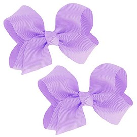 WD2U Baby Girls Set of 2 Small Grosgrain 3" Pigtail Hair Bows Alligator Clips Lavender