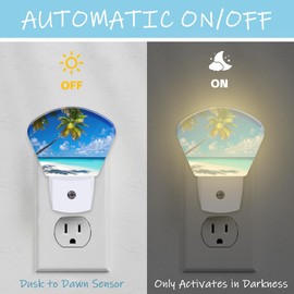AKKAVNIA Night Light Palms on The Beach Plug-in LED Dusk-to-Dawn Sensor Soft Night Lamp,Suitable for Home Bedroom Bathroom Hallway Stairs