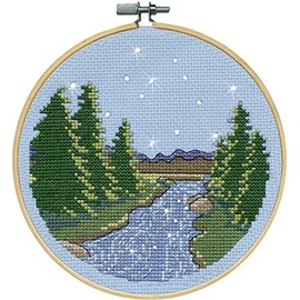 Design Works Crafts Starry Night Counted Cross Stitch Kit with Hoop