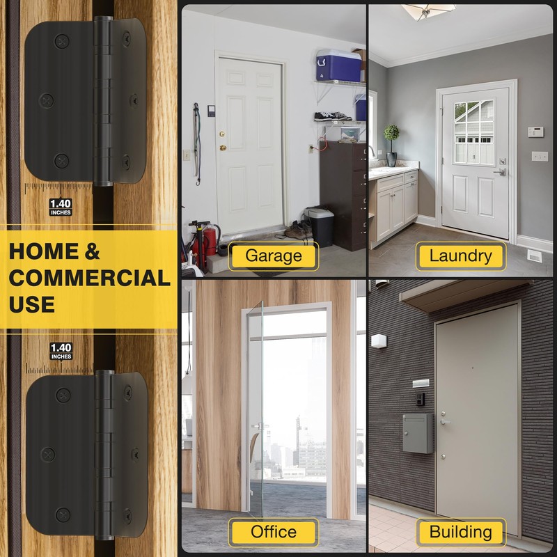 KOLET Ball Bearing Door Hinges, 3.5 Inches Black Door Hinges,