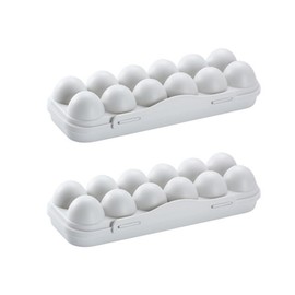 Cabilock 2pcs Egg Container with Lid, 12 Grids Stackable Egg Holder for Refrigerator, PP Material Fridge Egg Organizer for Kitchen Storage