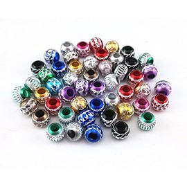 Honbay 50pcs 13mm Mix Color Pattern Aluminum Carving Spacer Beads Metal Loose Beads for Jewelry Making