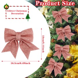 Coicok Pack of 14 Christmas bows, pink bows, Christmas tree, pink Christmas glitter bows, Christmas tree decorations, decorative bow for Christmas wreath, Christmas decoration for Christmas tree