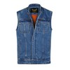 Leatherick Men's Heavy Denim Motorcyclist Vest with Concealed Carry Arms,