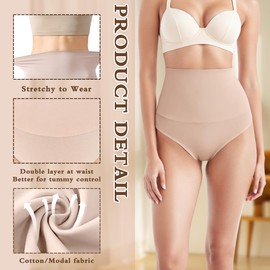 Tummy Control Brief Underwear for Women: Everyday Shaping Brief - Women's Cotton Underwear (US, Alpha, Medium, Rugby tan and Black 2Pcs)