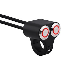 Keenso Motorcycle Handlebar Switch, 7/8 Inch 22 mm Motorcycle Handlebar Switch Headlight Brake Fog Light On/Off Switch (Red Light Automatic Reset)