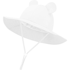 DRESHOW Baby Sun Hat Toddler Sun Protection Beach Cap with Bear Ears Wide Brim Unisex Summer Bucket Hats with Chin Strap UPF 50+