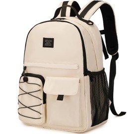 Lohol Casual Backpack for Teen Boys and Girls, Daypack with Anti Theft Pocket for Travel School (Beige)