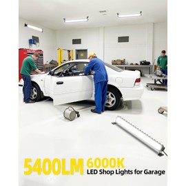 16 Pack LED Shop Light 5400LM Super Brighter, 45W Plug in Garage Light with 6FT Cord and On/Off Switch, 6000K IP66 Waterproof Outdoor Work Shop Lighting for Garage Workshop Warehouse Factory Yard