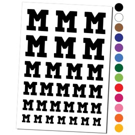 Letter M Uppercase Fun Bold Font Temporary Tattoo Water Resistant Fake Body Art Set Collection - Red (One Sheet)