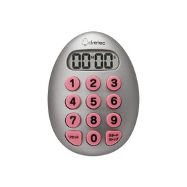 dretec T-608SV Egg Shaped 10-Key Kitchen Timer, Digital Timer, Strong Magnet, Silver, W2.4 x D1.0 x H3.3 inches (62 x 25 x 83 mm)