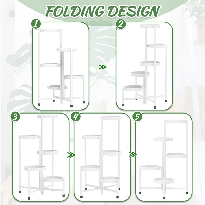 iDavosic.ly Plant Stand Indoor Outdoor, 5 Tier Corner Metal Flower