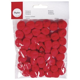 Rayher 7651318 Pompons, 20 mm, SB-Btl. 50 Stück, rot