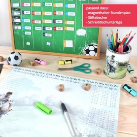 Stiftebecher Fußball Fussball grün - Stifteköcher Stiftehalter Schreibtischorganizer Schreibtisch Büro Stifte Organizer Metall Kinder Junge Einschulung