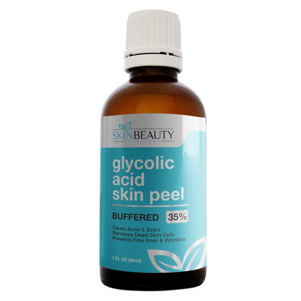 GLYCOLIC Acid 35% Skin Chemical Peel - BUFFERED - Alpha Hydroxy (AHA) For Acne, Oily Skin, Wrinkles, Blackheads, Large Pores,Dull Skin… (4oz/120ml)