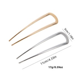 Metal U-shaped Hairpin,2 Pcs Vintage U-shaped Metal Hairpin French Hairpin for Longer and Thicker Hair classical Metal Hairpin for Women Girls Various Hairstyles Accessories(Gold,Silver)