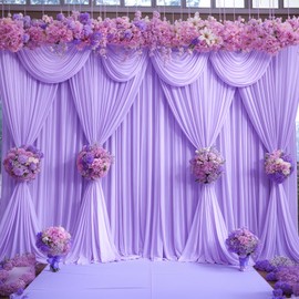 20ft x 10ft Wrinkle Free Lavender Wedding Backdrop Curtains for Party Bridal Shower Reception Decorations Lavender Fabric Curtain Backdrops Drapes for Photography Baby Shower Birthday Background
